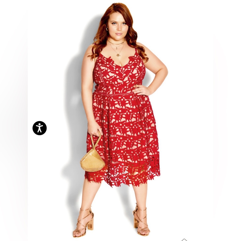 City Chic So Fancy Scarlet Lace Dress